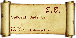 Sefcsik Beáta névjegykártya